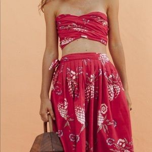 Posse Australia Red Pineapple top and skirt Small